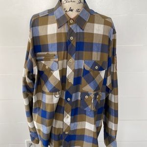 Flannel Shirt With Trucker Patches, XL